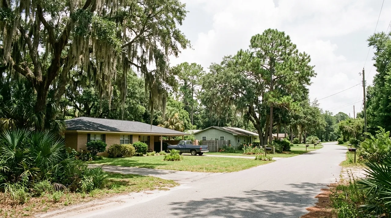 Sunny west Pensacola residential streets near Saufley Field Road in Bellview