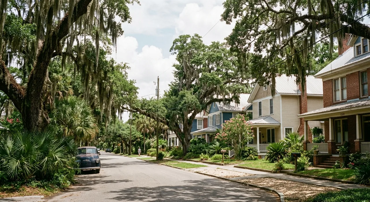 Oak-shaded older neighborhood streets in Goulding, Pensacola